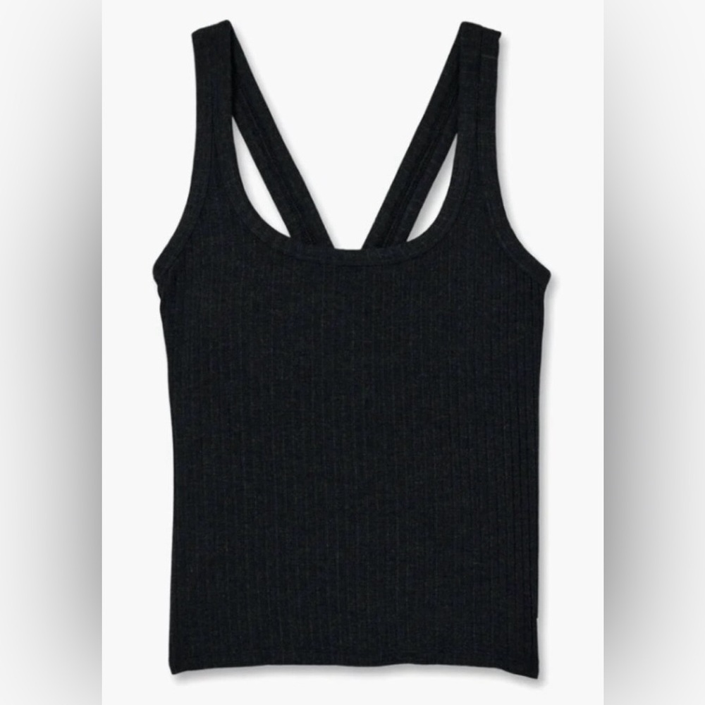 Vuori Black Ribbed Double-Strap Tank Top